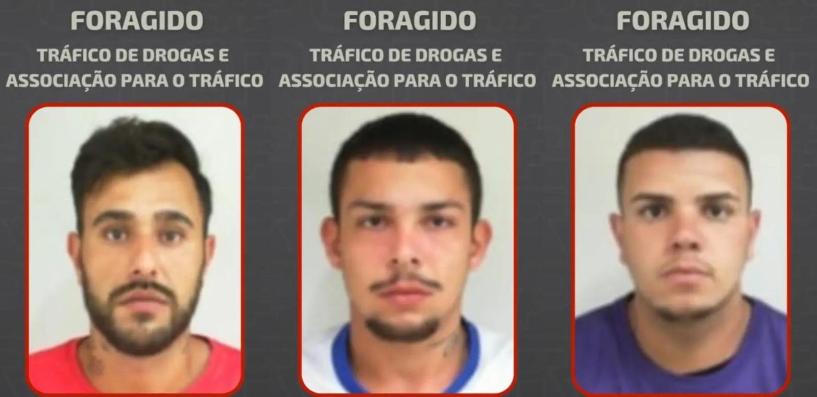 Polícia Civil divulga fotos de três foragidos por tráfico de drogas em Nova Esperança