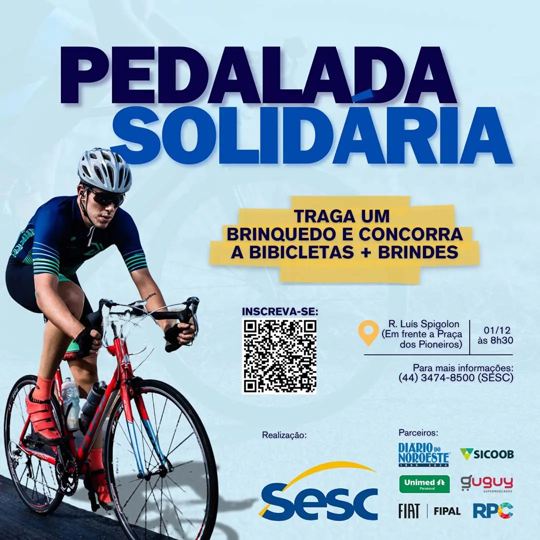 Abertas as inscrições para a 1ª Pedalada Solidária do Sesc