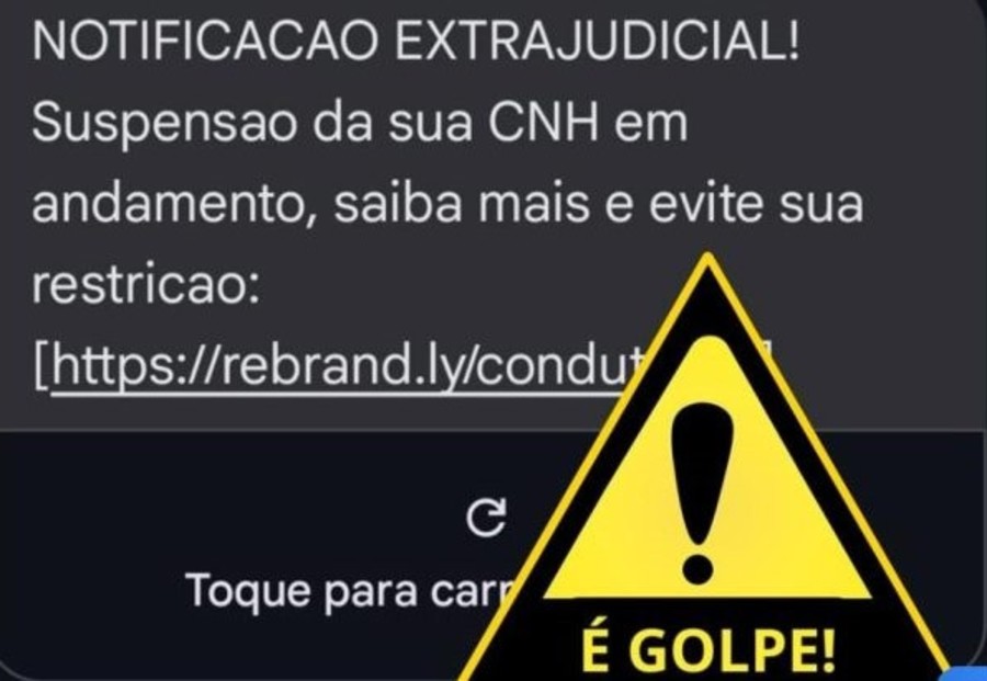 SMS com notificação extrajudicial de suspensão de CNH em nome do