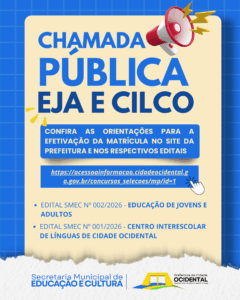Estão aberta as inscrições para EJA e para o CILCO